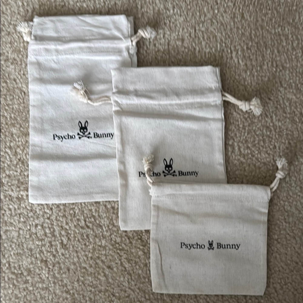 Psycho Bunny White Drawstring Bags Set